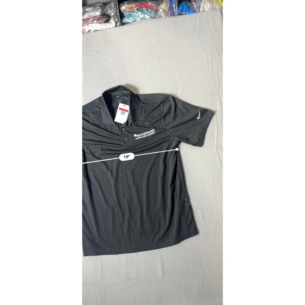 Nike Golf Polo Black Mens Large Brown Edwards CPA Embroidered Shirt - Picture 7 of 10